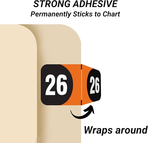 2026 Year Stickers, Doctor Stuff 2026 Chart Stickers, Orange/Black Color Coded, Arden Style, USA Made Year Labels for End Tab File Folders, 500/Roll, 1 Roll, 3/4" x 1-1/2"