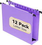 Nordun Extra Capacity Plastic Hanging File Folder Letter Size,12 Pack Reinforced Hang Folders with Heavy Duty 2 Inch Expansion,Durable Hanging Organizer Designed for Bulky Files, Medical Charts