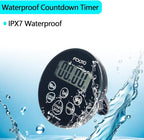FCXJTU Digital Waterproof Shower Clock Timer, Bathroom Shower Countdown Timer with Alarm, Magnetic Back, Stand for Kitchen Cooking Dark Black