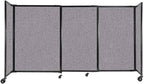 Versare Straightwall Sliding Portable Wall Partition | Freestanding Office Dividers | Locking Wheels | Temporary Room Separator | 7'2'' Wide x 4' Tall Cloud Gray Fabric Panels