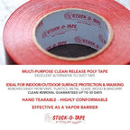 Stuck-O-Tape - Multi-Purpose Polyethylene Tape - Indoor/Outdoor Masking Surface Protection - Clean Release Low Residue UV Resistant - Single Roll, Black, 2inch x 60yd