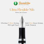 FPR Ambassador Ultra Flex Nib Fountain Pen Set, Chiseled Chrome - Refillable Pen w/Cartridges & Converter - Calligraphy Pens for Writing, Journaling & Gifting - Luxury Pens For Smooth Strokes