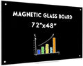 Black Dry Erase Board, 6' x 4' Magnetic Glass Whiteboard for Wall,72" x 48" Large Black Glass Magnetic Board with 1 Marker Tray and 10 Magnets for Office, Home, Classroom