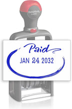 Heavy Duty Style Office Date Stamp with Paid - Self Inking Dater - Style C - Blue Ink Color