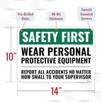 1PC Safety Sign, 14 x 10 Inches - Aluminum - Safety Decorations Posters For Workplace - Wear Personal Protective Equipment