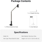 NEEWER Entry Level Version Phone Stand for Desk & Bed, 360° Adjustable Office Table Bedside Overhead Cell Phone Holder Mount Compatible with iPhone Samsung Android for Video Recording Filming, X6