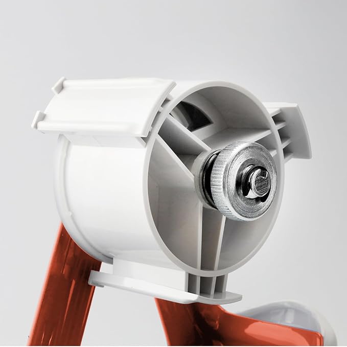 TAPEWELL Heavy Duty Metal Frame Orange Packing Tape Dispenser 3 Inch Core with Special Ergonomic Handle, Tape Gun for Packing Boxes with Premium Tempered Steel Blade - for 2 inch Wide Roll