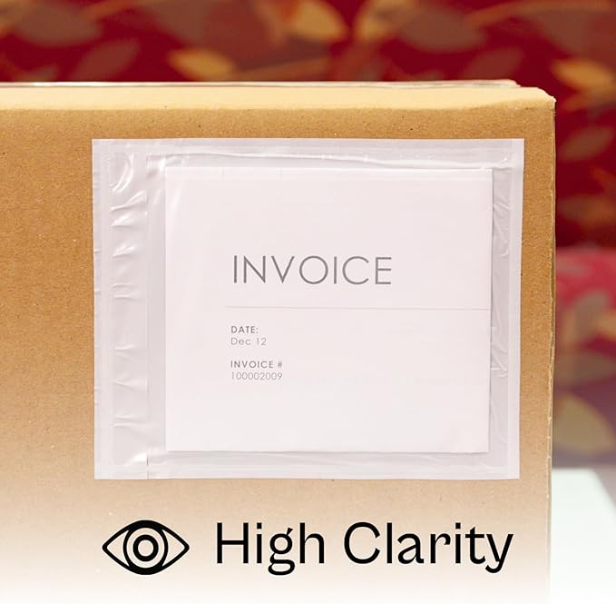 4.5" x 5.5" Clear Packing List Back Side Loading Plain Face Envelopes Pouches (1000 Pcs) Self-Adhesive Packing List Envelopes Pouch for Packing Slips Invoice Label