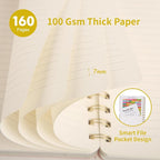 Spiral Notebook-5.75" x 8.125" College Ruled Journal with Inner Pockets and 160 Pages,PU Leather Cover Business Journal, Twin-Wire Binding Notebook Perfect for Office & Home School Supplies 3 pack Yellow ReefBlue NavyBlue