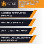 GTSE Wide Masking Tape, 1 Roll, 3 inches x 55 Yards (164 ft), Multi-Surface Adhesive Painting Tape, Perfect for Painting, Home, Office, School, Art, Crafts, Glass, Vinyl