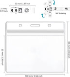 100 Pack Name Badge Holder with Clear PVC Horizontal Badge Holder and Metal Badge Clip Waterproof Resealable Zipper Seal Name Holder Tags