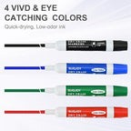 SUQJOY Dry Erase Markers, Chisel Tip Whiteboard Marker, Low Odor Thick Dry Markers, 12 Count 4 Assorted Color Markers for Kids/Teachers
