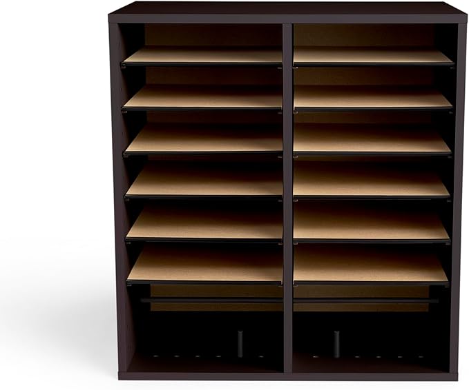 Safco Wooden Paper and Mail Organizer for Home Office and Classroom, Adjustable Shelves and Stackable