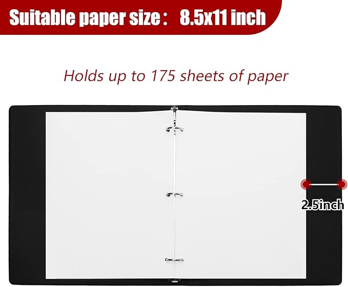 Vienrose 3 Ring Binder 1 Inch Round Rings with Linen Fabric Cover, Fits 8.5 x 11 Inch Paper, Durable Organizer for School, Office, Home, Recipes (2 Pack,Black)