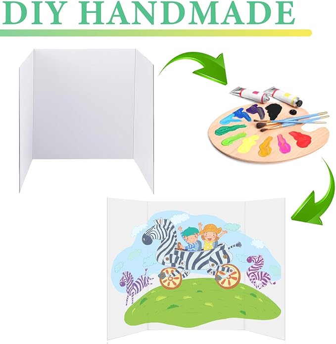 3 Pack Medium Trifold Poster Board, 24 x 16inches Poster Board with Double Sided Tapes and Cardboard, Corrugated Presentation,Science Fair Display Boards for School Project, Science Fair, Business