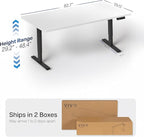 VIVO Large Electric 83 x 30 in Standing Desk, Memory Height Adjustment, 1B Series, Holds 220 lbs, White Top Black Frame, DESK-KIT-1B8W