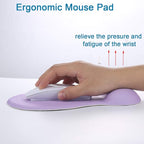 xinidc Ergonomic Computer Mouse Pad with Wrist Rest Support, Pain Relief Mouse Pad with Non-Slip PU Base for Home Office Working Studying (Purple)