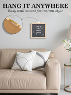 Changeable Felt Letter Board with LED Lights - 10×10" Message Custom Signs & Wood Stand & 450 Letters, Poster Board for Valentine's Day/Baby/Pregnancy Announcement/Classroom Wall Decor Gifts, Grey