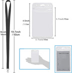 YOUOWO 5 Pack Black Lanyards with Vertical ID Badges Holder and Retractable Badge Reels,Neck Lanyard for Keys Card Holder