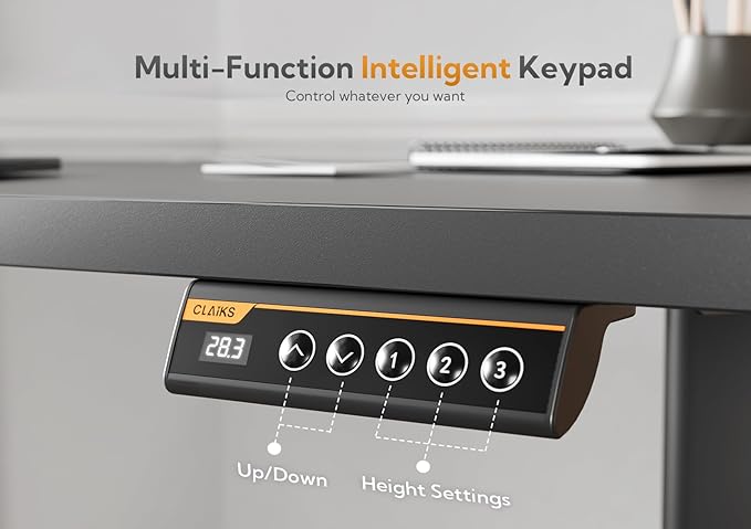 Claiks Standing Desk with Drawers, 55x24 Inch Electric Adjustable Height Stand Up Desk Computer Workstation, Black