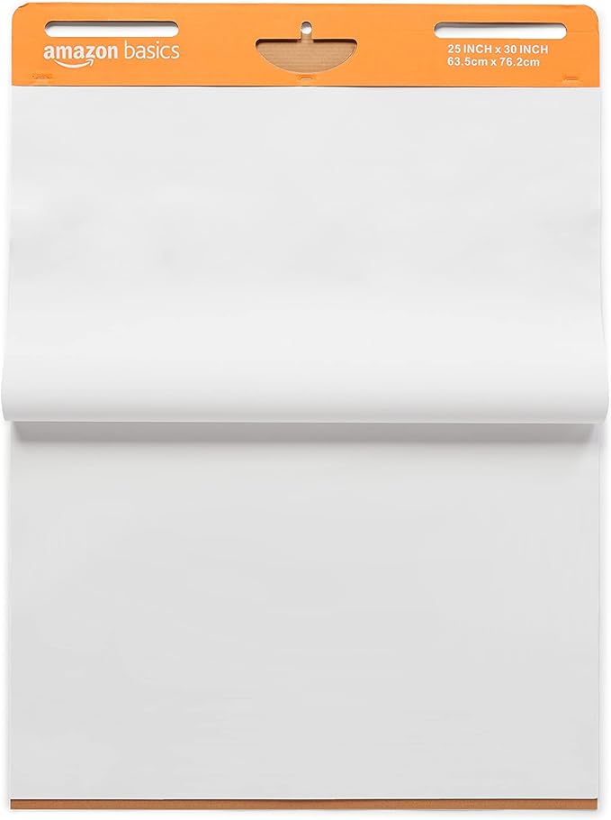 Amazon Basics Sticky Easel Pads for Presentations, 25 x 30 Inch, White, 2 Count