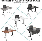 Goakwwuz Conference Room Table, Folding Conference Tables,Thicken Grey Tabletop,Flip Top Wooden Seminar Meeting Room Table for Conference Room Offices (2, Black+White, 70.8”)