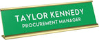 Custom Engraved Desk Plate | Personalized with your Name and Title | Perfect Decor for Office, Business, or Home | Multiple Font and Color Options | 2x8" or 2x10" (Apple Green w/White Letters, 2x8")