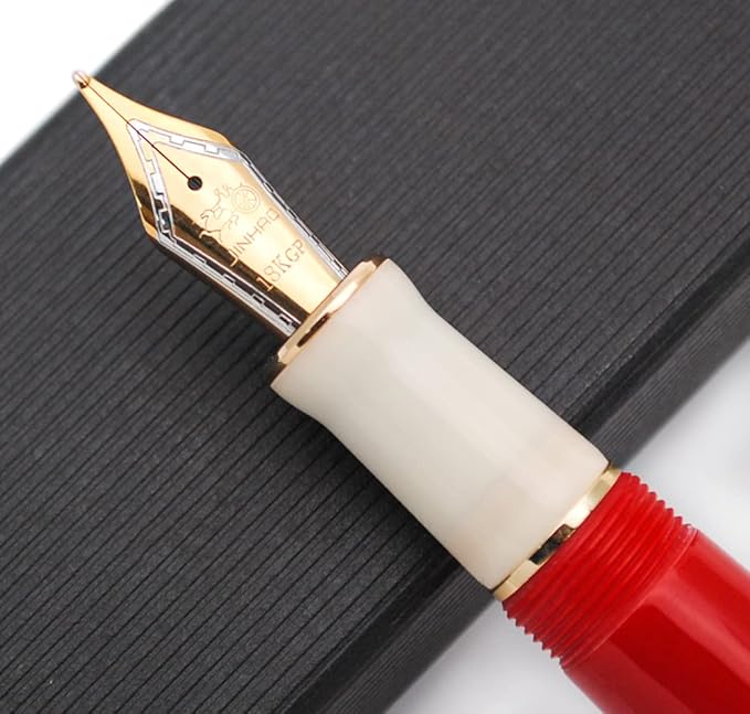 JINHAO 100 Fountain Pen with Ink Converter (Medium Nib 0.7mm, Red & White)
