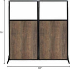 Versare Workstation Partition | Portable Wall Divider | Modern Office Cubicle | Free Standing Privacy Screen | Flexible Work Space | 66" x 70" Urban Oak Wood Grain Panels with Clear Window