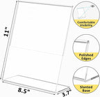 8 Pack Acrylic Sign Holder, Clear 8.5 x 11 Inch Slant Back Vertical Sign Holder, Tabletop Plastic Paper Picture Frame Flyer Document Display Stand for Home, Office, Restaurants, and Stores