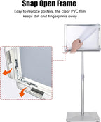 Golemas Adjustable Sign Stand for Display, with Upgraded Iron Base, Pedestal Floor Signage Stand Holder for Outdoor or Indoor Advertising (8.5 x 11, Silver 3Pack)