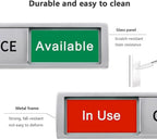 Office In Use/Available Magnetic Door Sign - 7"x2" Privacy Slider, Non-Scratch Status Indicator for Conference Rooms, Home Offices, Restrooms - Silver