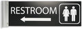 ALPHA DOG SIGNS Corridor Projecting Hallway Bathroom Sign, Left Arrow, 4"x12" Double Sided, Indoor/Outdoor, Easy Install, Durable Business Wayfinding Plaque, USA-Made (Black)