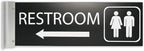 ALPHA DOG SIGNS Corridor Projecting Hallway Bathroom Sign, Left Arrow, 4"x12" Double Sided, Indoor/Outdoor, Easy Install, Durable Business Wayfinding Plaque, USA-Made (Black)
