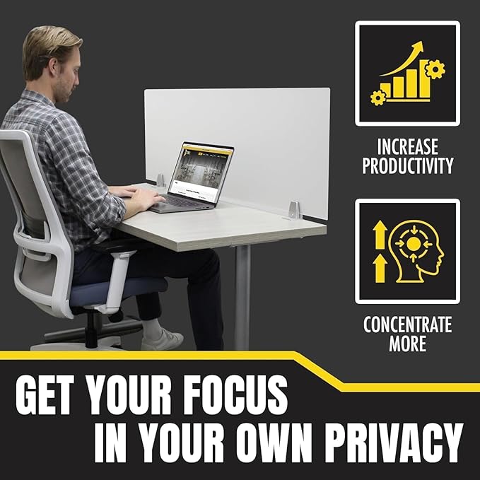 OBEX Frosted Acrylic Desk Mounted Privacy Panel, 18" x 60", Frosted