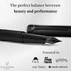 Ellington Pens Luxury Fountain Pen Set - Extra Fine Nib - Includes 3 Ink Cartridges, Refillable Ink Converter, Gift Box - Fountain Pens For Writing, Calligraphy, Journaling, Sketching (The Stealth)