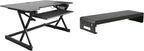 Rocelco 40" Height Adjustable Standing Desk Converter with AC Outlet USB Charger and Dual Monitor Stand - Tabletop Riser Computer Workstation - Sliding Keyboard Tray - Black (R DADRB-40-ACUSB-DMS)