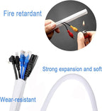 Pet-Proof Cable Sleeve 5/8" x5ft 2-PCS - White Cord Cover to Hide Wires & Protect Dog Cat from Chewing for Desk, Computer, TV - Summer Protection Limited Release