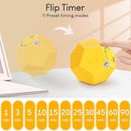 Mini 12 Sided Cube Timer, 11 Preset Times Pomodoro Timer for Enhanced Productivity. Ideal for ADHD Management, Workout, Study & Kitchen Cooking. Easy to Use (Yellow)
