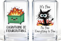 Vgrti Funny Black Cat 2 Pack Acrylic Cosmetic Pencil Pen Holder Cup, Emotional Dumpster Fire Pencil Pen Holder Cup, Cat Lover Gift for Women, Office Sarcastic Gifts for Women Men Colleague