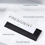 Plecterco 6 Pcs Office Door Signs - 8" x 3" Curved Name Plate Holders for Office, Wall-Mount Door Signs with Plastic Film and Adhesive Tape (6, Black)