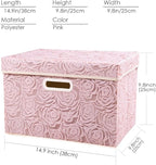 PRANDOM Collapsible Storage Boxes with Lids Fabric Decorative Storage Bins Cubes Organizer Containers Baskets with Cover Handles Divider for Bedroom Closet Living Room 14.9x9.8x9.8 Inch 1 Pack