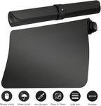 Boutilon Leather Desk Pad Protector,Non-Slip Mouse Pad,Laptop Desk Pad,Office Mouse Mat,Waterproof Leather Desk Blotter,Desk Writing Pad for Office and Home (L-Black,35"x 17")