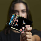 BWEGRHE Small Travel Wallets, Hummingbird Floral Sakura Slim Minimalist Front Pocket Wallet with Wristlet, RFID Blocking PU Leather Credit Card Holder with ID Window Change Purse for Men Women