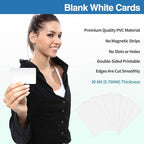 55 Pack - Premium Blank PVC Cards for ID Badge Printers - Premium Quality White CR80 30 Mil (CR8030) by KLMNDUO - Compatible with Most Photo ID Badge Printers(White)
