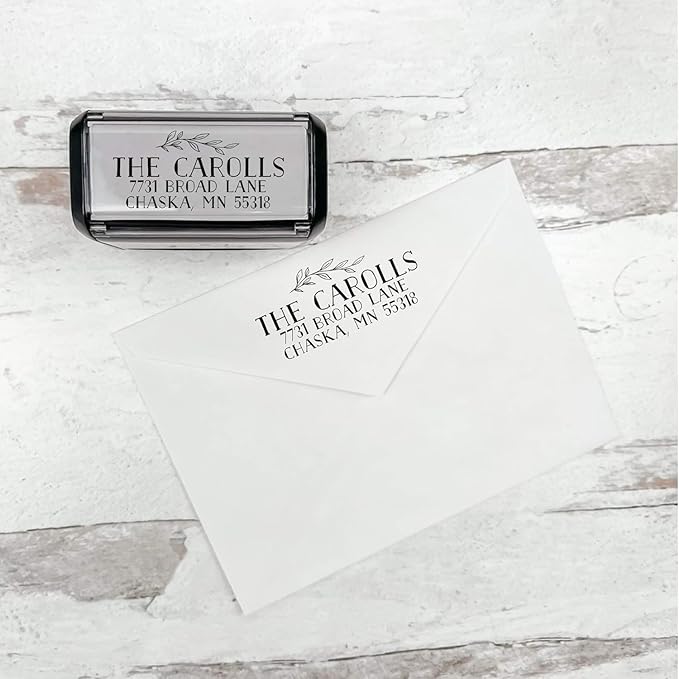 Self Inking Modern Address Stamps | Custom Return Address Stamper (Bold Branch, Xtra Large)