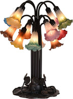 Bieye LS03S Lily Flower Blown Glass Lampshade (White Purple, Opening I.D. 0.87" x O.D. 1")