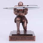 Amoysanli Knight Pen Holder Desk Organizers and Accessories Desk Decor Resin Pen Holder as Gift with a Cool Pen for Office and Home (Red)