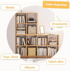 NELYE 4 Cube Organizer Bookcase - Fabric Storage Bins Container, Open Shelf Simple Compartments Bookshelf, White