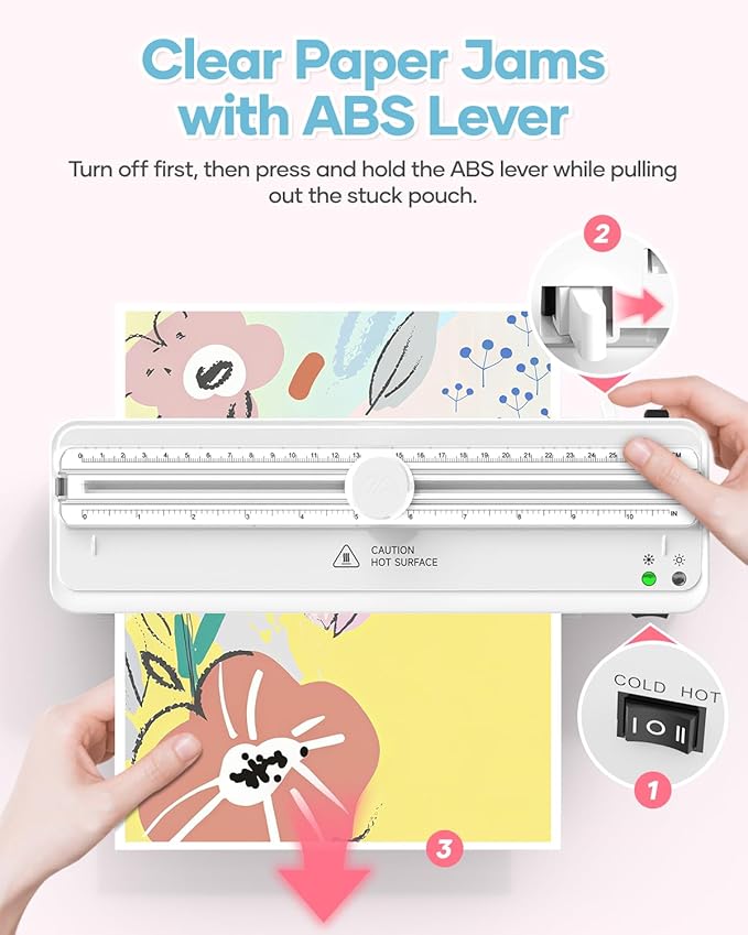 Kejector Laminator Machine, 9 Inch with 20 A4 Sheets Thermal and Cold Lamination Built in Cutter Quick Warm Up for Home Office School, White